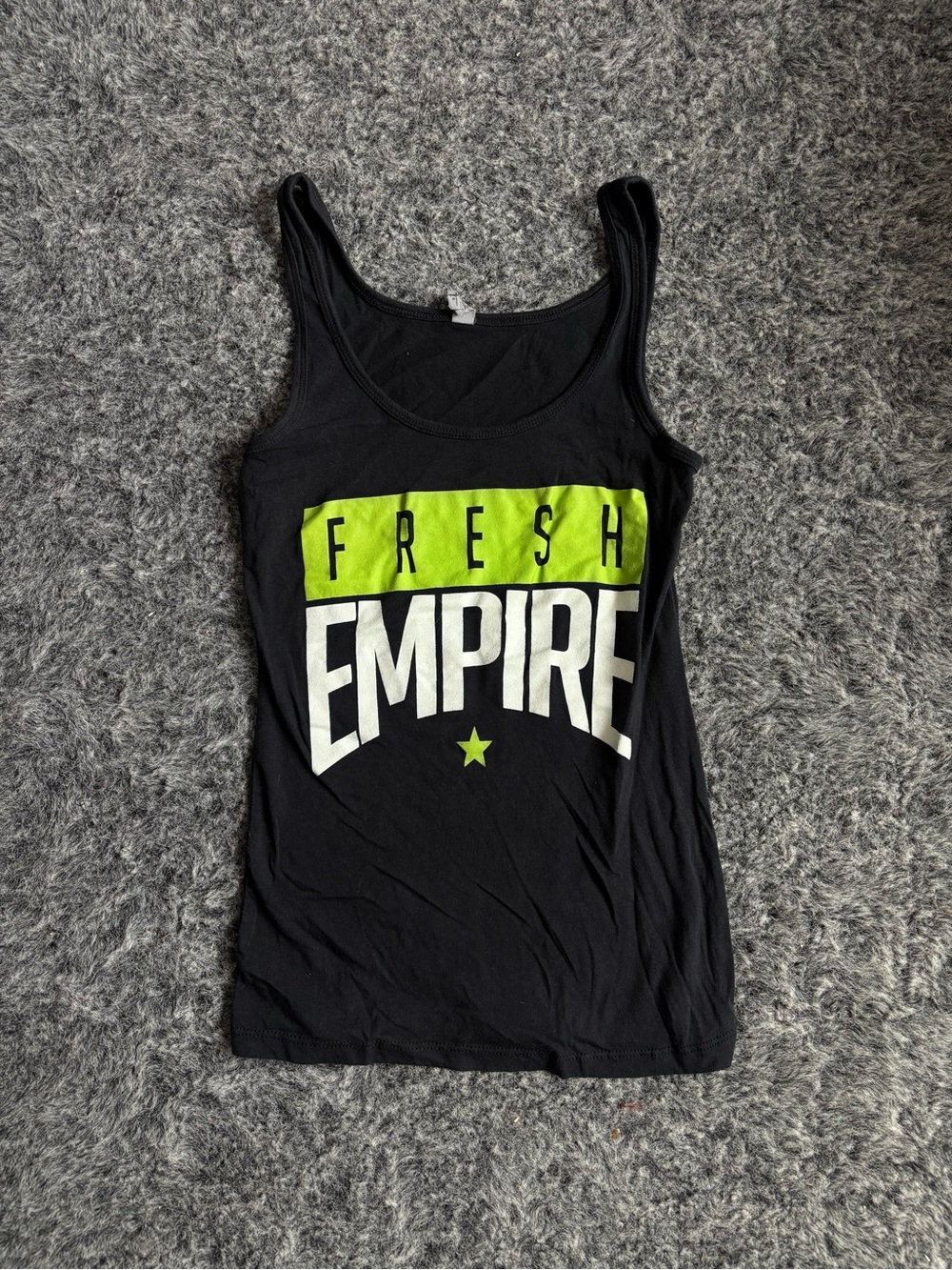 Black Tank Top with Lime and White 'FRESH EMPIRE' Graphic